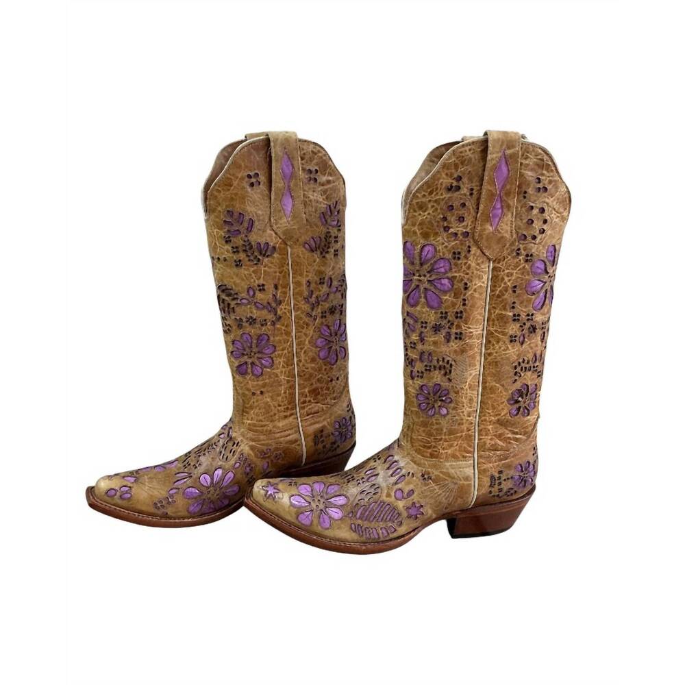 NEW JOHNNY RINGO women's a. bison orchid pointed toe western boots in tan